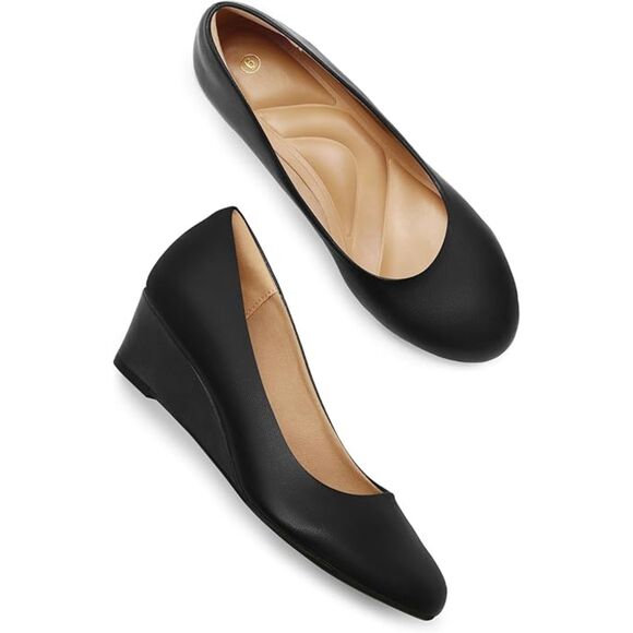 ✨ mysoft Comfort Wedge Pumps – Black Closed Toe Dress Shoes – Size 7 – NEW - Picture 2 of 10